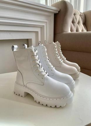 Женские зимние ботинки белые кожаные 41 р4 фото
