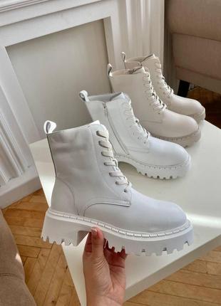 Женские зимние ботинки белые кожаные 41 р3 фото