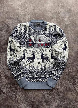 Новогодний свитер с оленями большие размеры6 фото