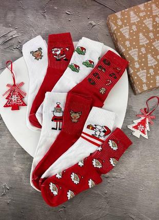 Набор из 8 пар новогодних носков высоких &lt;unk&gt; носки новогодние (без утепления)4 фото