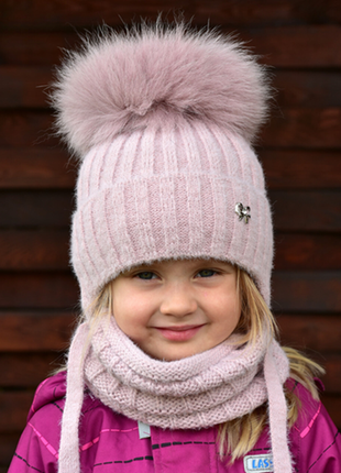 Дитячі зимові шапочки з натур. бубоном 52 54 56 57