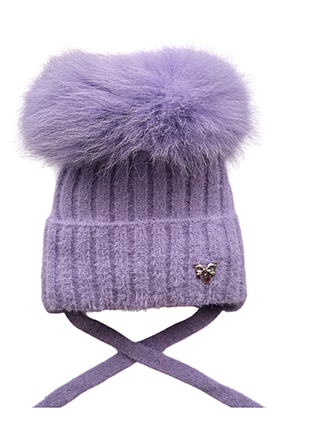 Дитячі зимові шапочки з натур. бубоном 52 54 56 57