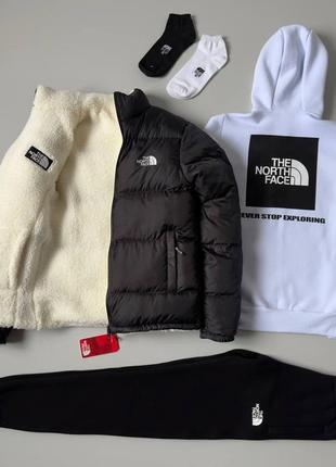 Набір зима the north face : куртка-зіп худі-штани