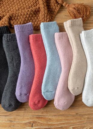 Махрові шкарпетки дуже теплі бузкові 3606 шерстяні ніжно фіолетові махрові носки на морози лілові7 фото