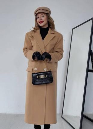 Жіноче пальто прямого крою з кашеміром2 фото