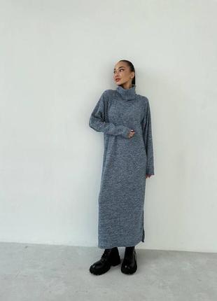 Платье теплое зимнее длинное, платье под горло3 фото
