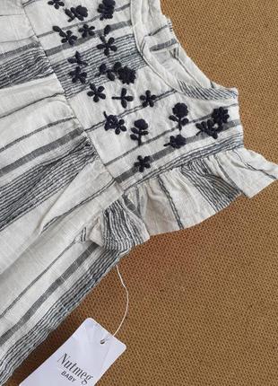 Набор платьев на 3-6 месяцев, цветочный принт, с вышивкой, коттон3 фото