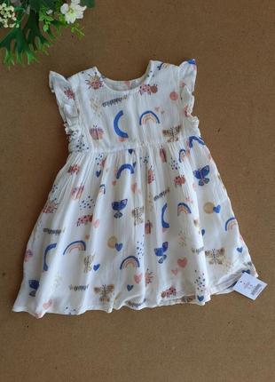 Набор платьев на 3-6 месяцев, цветочный принт, с вышивкой, коттон6 фото