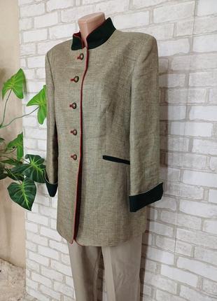 Новый добротный пиджак/жакет со 100 % льна в бежевом цвете, ткань ёлочка, размер хл-2хл4 фото