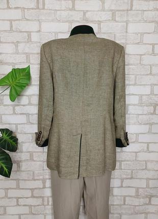 Новый добротный пиджак/жакет со 100 % льна в бежевом цвете, ткань ёлочка, размер хл-2хл2 фото