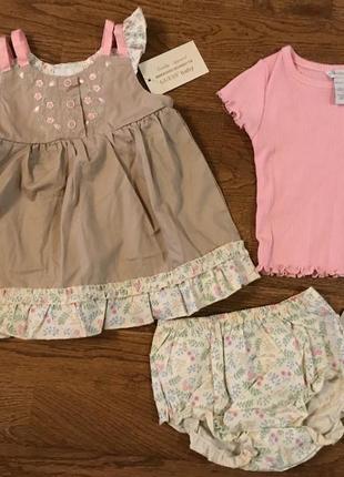 Комплект guess на малышку ( платье, футболка, трусики)  на 3-6 мес