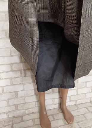 Новая мега просторная теплая юбка миди в клетку со 100 % шерсти в сером цвете, размер 4-5хл6 фото