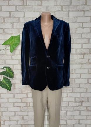Новый нарядный пиджак/жакет с добротного бархата/велюра в темно синем цвете, размер л-хл