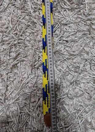 Шикарный плетеный желто-синий ремень унисекс.3 фото