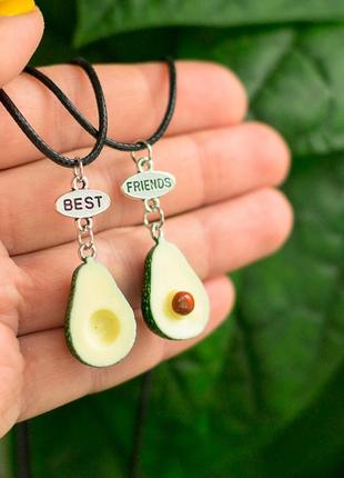 Кулон парный для двоих "best friends авокадо". на шнурке. цена за 1 пару3 фото