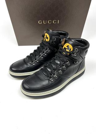 Оригинальные кожаные ботинки gucci с логотипом gg