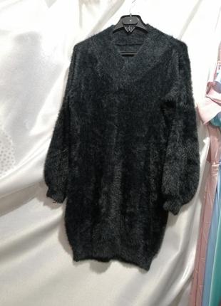 Сукня туніка светр трава альпака пухнаста під ангору розмір на бирці не вказано етикеток складом тка