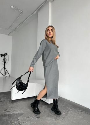 Женский костюм двойка юбка и кофта,теплий костюм,жіночий костюм двійка спідниця та кофта,костюм двійка зі спідницею5 фото