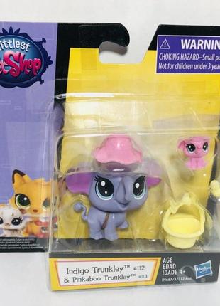 Игровой набор hasbro littlest pet shop зверюшки indigo trunkley & pinkaboo trunkley (a7313/b9667)