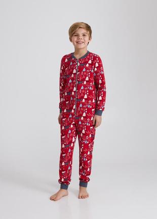 Дитячий утеплений новорічний комбінезон. family look (р.92-116)