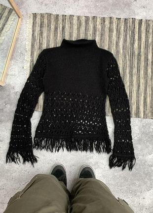 Vintage y2k avantgarde black mesh sweater винтаж черный женский свитер в стиле авангард