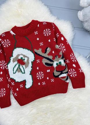 Новорічний светр миколай та олень