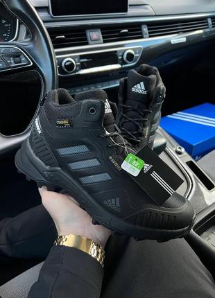 ❄️зимние мужские кроссовки adidas terrex gore-tex cordura all black grey fur❄️