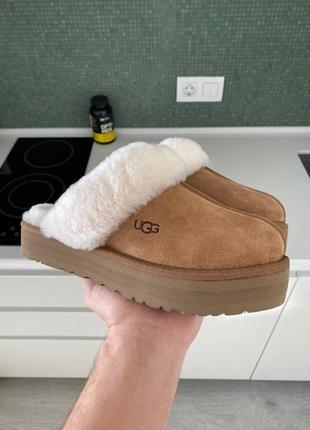 Ugg disquette slippers platform chestnut, угги женские4 фото