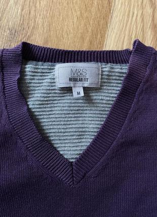 Джемпер m&amp;s / фиолетовый свитер с вырезом4 фото