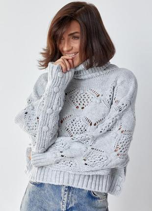 Ажурный свитер с застежкой по бокам6 фото