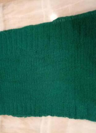 Зеленый вязаный шарф хомут платок. теплый вязаный шарф4 фото