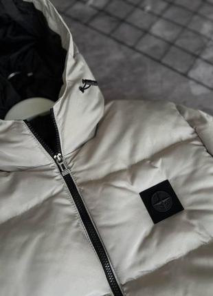 Чоловіча зимова куртка stone island молочна до -20 * с пуховик стон айленд з капюшоном (bon)4 фото