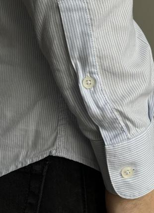 Reiss london stripe shirt рубашка классическая красивая кэжуал полоска оригинал премиум оксфорд дорога голубая5 фото