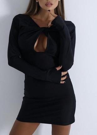 Черное короткое женское платье 💗3 фото