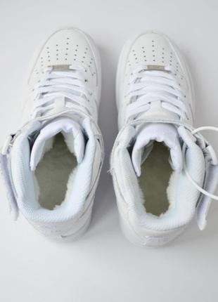 Nike air force кроссовки женские кожаные топ качество зимние с мехом ботинки сапоги высокие теплые найк форс лицензия2 фото