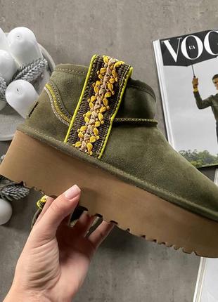 👟 угги  ugg ultra mini braid platform boot olive     / наложка bs👟1 фото