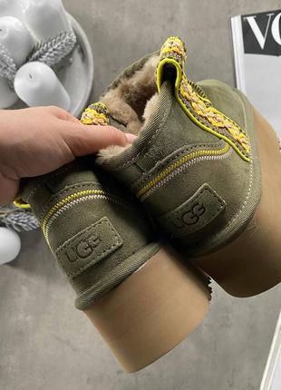 👟 угги  ugg ultra mini braid platform boot olive     / наложка bs👟10 фото