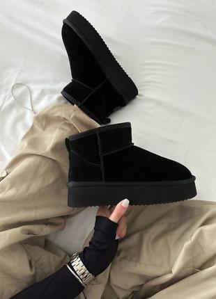 👟 угги  ugg ultra mini platform black suede      / наложка bs👟5 фото