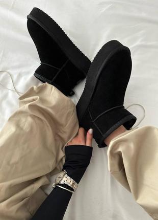 👟 угги  ugg ultra mini platform black suede      / наложка bs👟8 фото