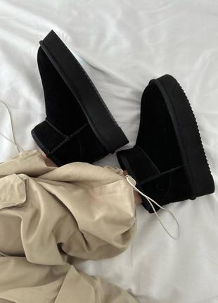 👟 угги  ugg ultra mini platform black suede      / наложка bs👟4 фото