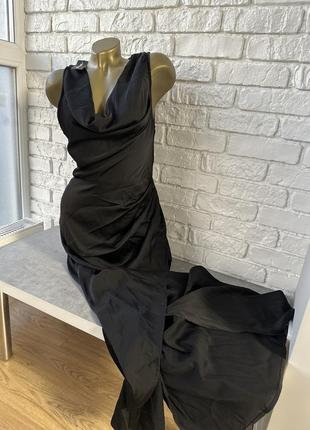 Роскошное черное платье в пол длинное платье2 фото