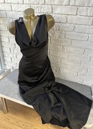 Роскошное черное платье в пол длинное платье5 фото