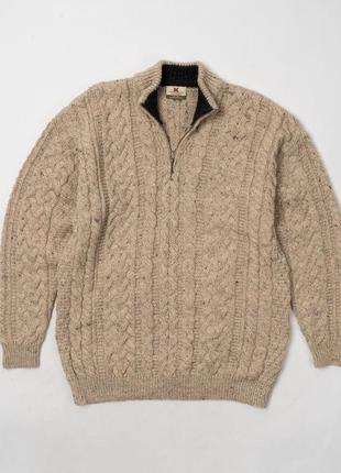 Carraigdonn cable knit wool sweater мужской свитер
