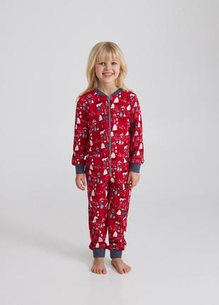 Детский утепленный новогодний комбинезон. family look (р.122-140)