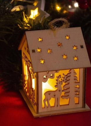 Светодиодидный рождественский деревянный домик2 фото
