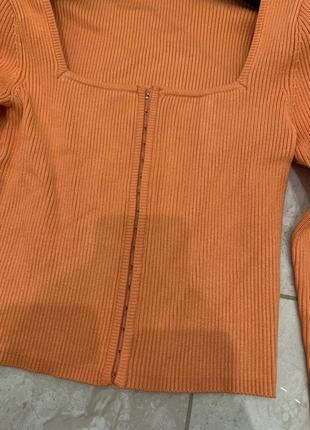 Корсетный свитер zara в рубчик топ джемпер оранжевый женский3 фото