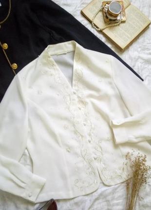 Винтажная блуза, нарядная праздничная с вышивкой