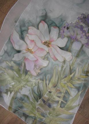 Шелковый шарфик расписанный в технике батик