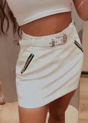 Шкіряна міні спідниця утеплена еко шкіра pu bershka