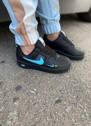 Nike air force 1 low black blue3 фото